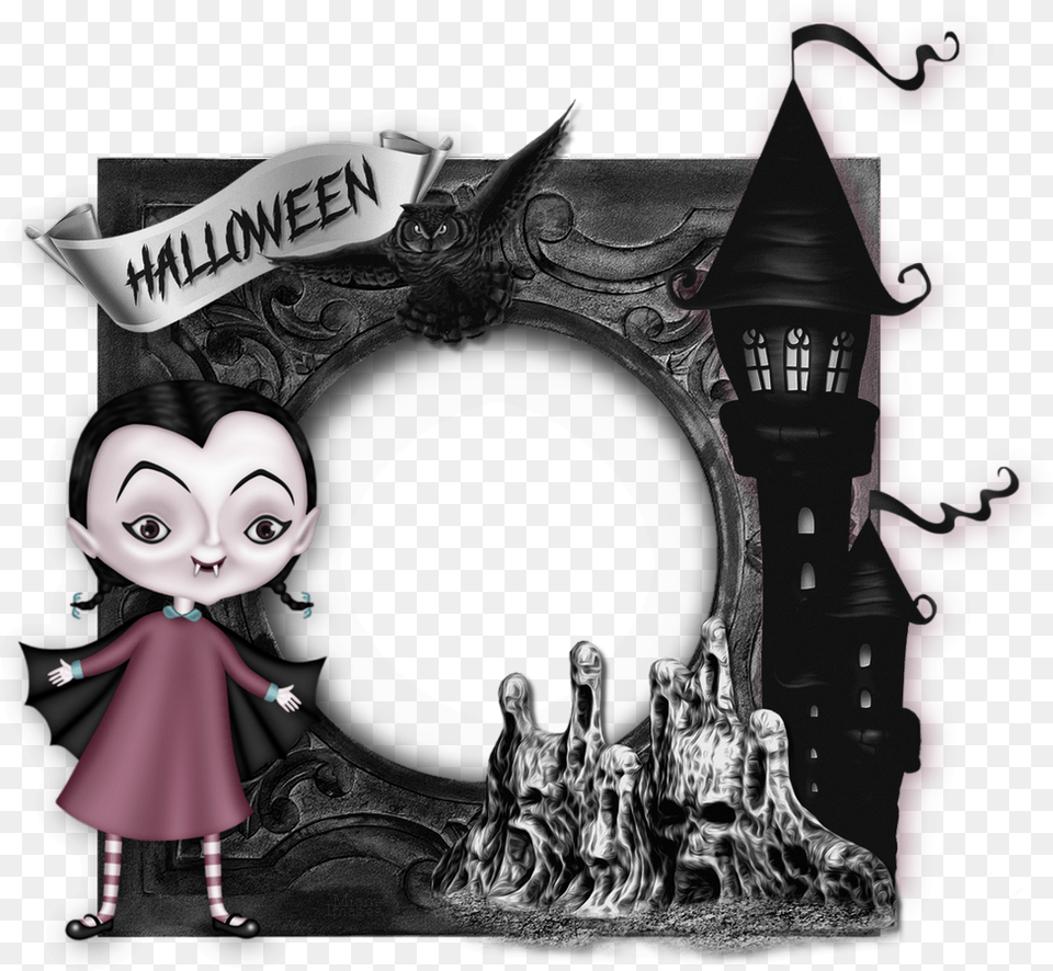 Cadre Photo Halloween Gothique Gothic Frame Cartoon, Doll, Toy, Person, Face Free Png Download