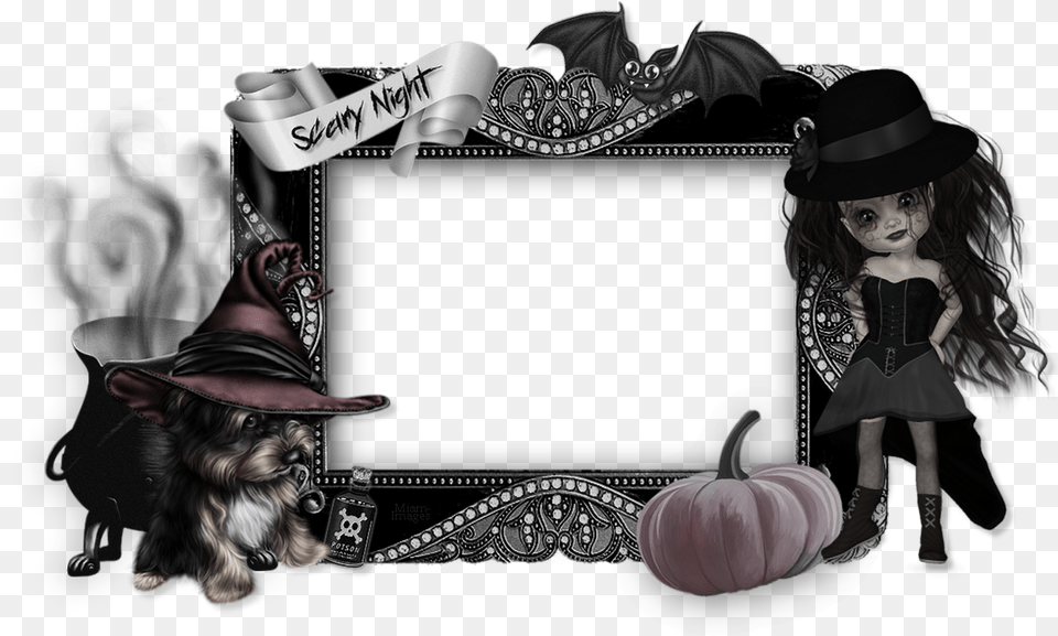 Cadre Photo Halloween Gothique Picture Frame, Photography, Adult, Person, Female Free Png