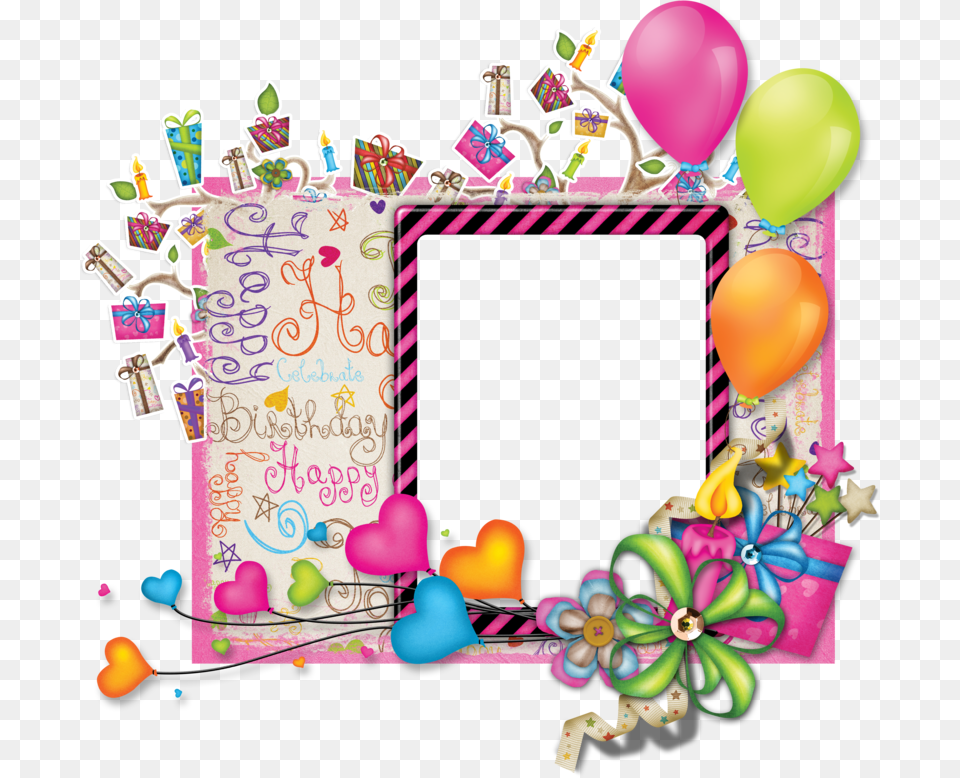 Cadres Rahmen Quadro Frames Birthday Birthday Background With Frame, Person, People, Balloon, Fun Free Png Download