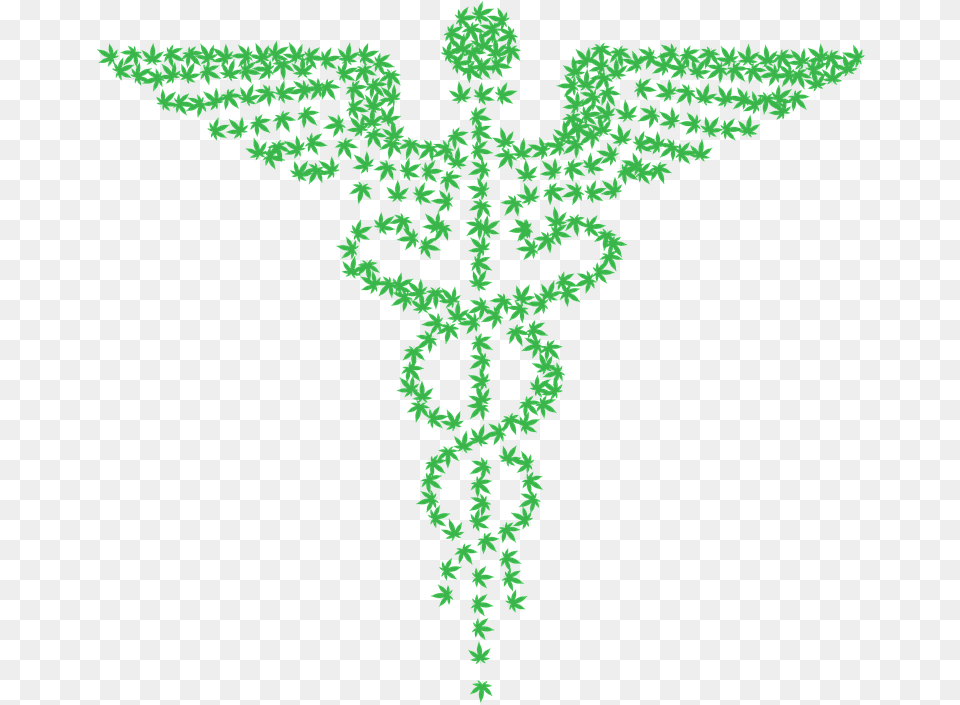 Caduceus Marijuana Medical Drugs Medicine Pharmacy Staff Of Hermes, Pattern, Plant, Embroidery, Green Free Png Download