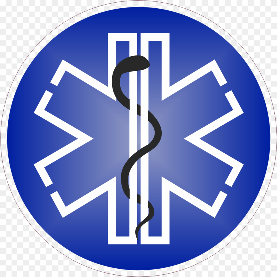 Caduceus Staff Star Of Life Blue Background Black Snake Region Of Durham Paramedic Services, Sign, Symbol Free Png Download