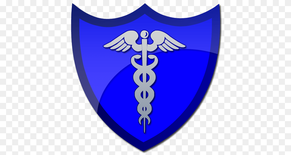 Caduceus Symbol Blue Shield Clipart Image, Armor Png