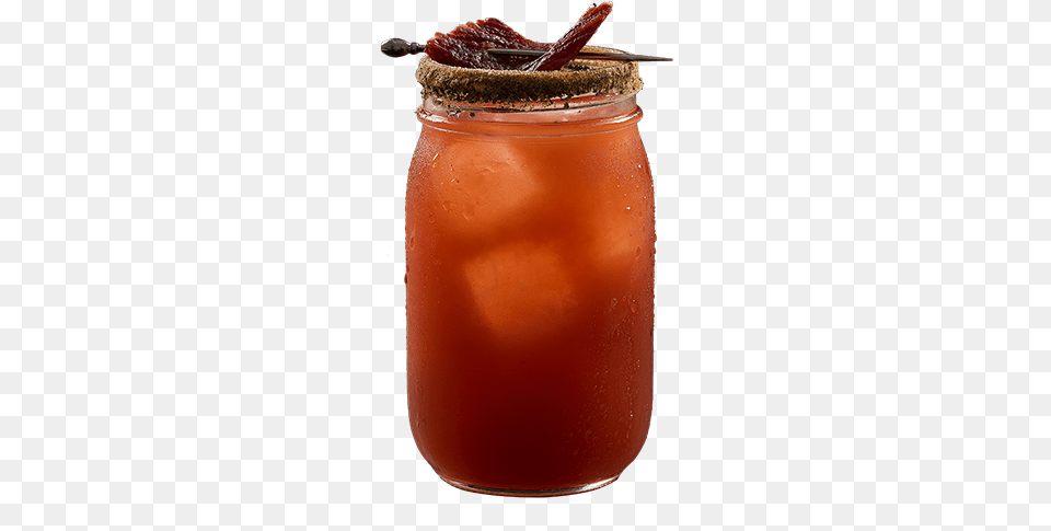 Caesar With Rye Whisky And Beef Jerky Garnish, Jar, Food, Ketchup Free Png Download