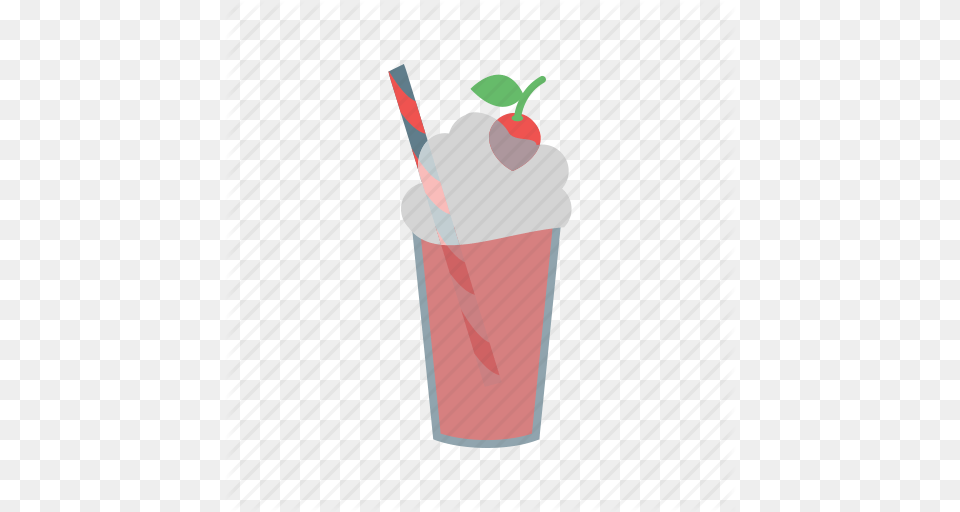 Cafe Color Drink Glass Milkshake Straw Strawberry Icon, Beverage, Cream, Dessert, Food Free Png Download