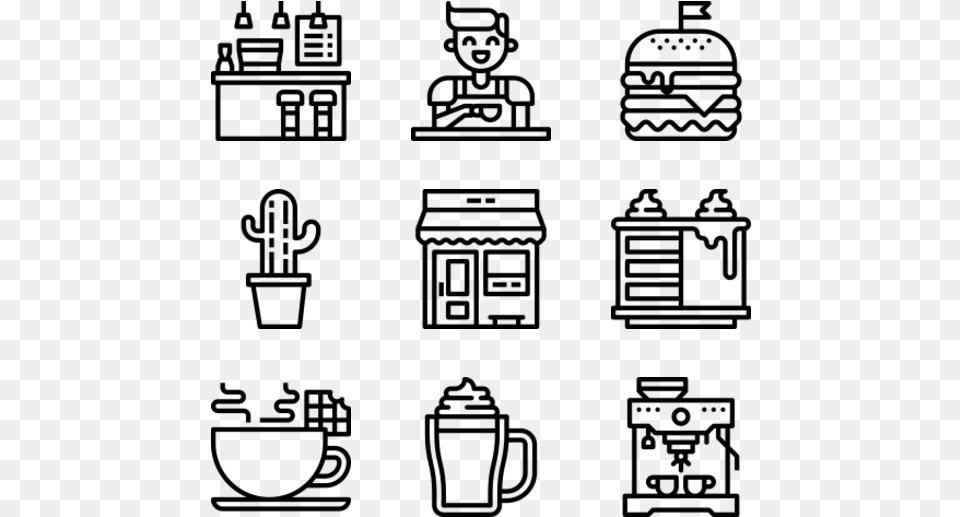 Cafe Railroad Icons, Gray Free Png Download