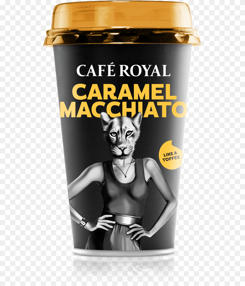 Cafe Royal Caramel Macchiato Eiskaffee Caf Royal, Bottle, Adult, Female, Person Png