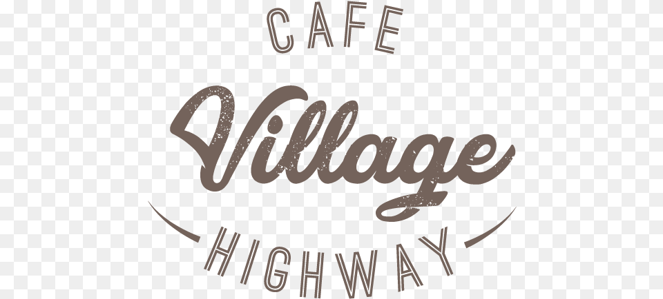 Cafe Village Highway Logo White Calligraphy, Text Free Png