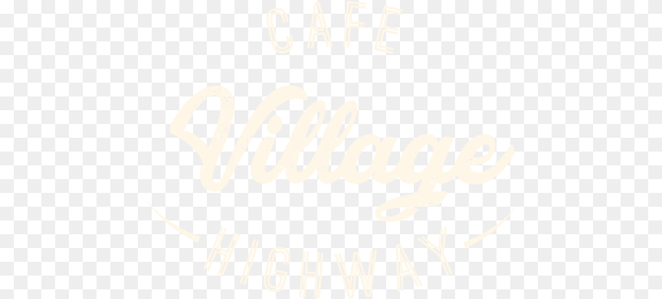 Cafe Village Highway Logo White Calligraphy, Text Free Png