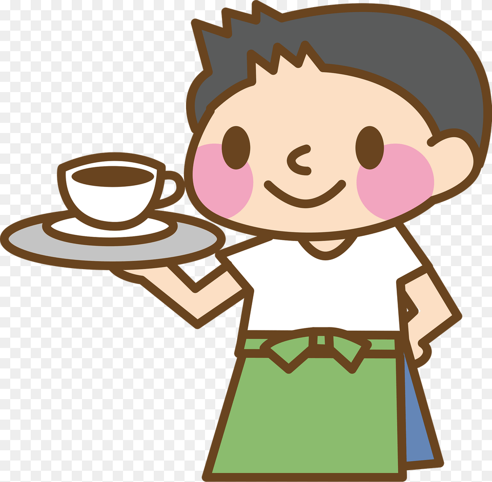 Cafe Waiter Clipart, Cup, Cartoon Free Png Download