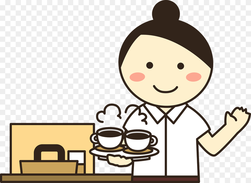 Cafe Waitress Clipart, Cup, Person, Reading, Face Free Transparent Png