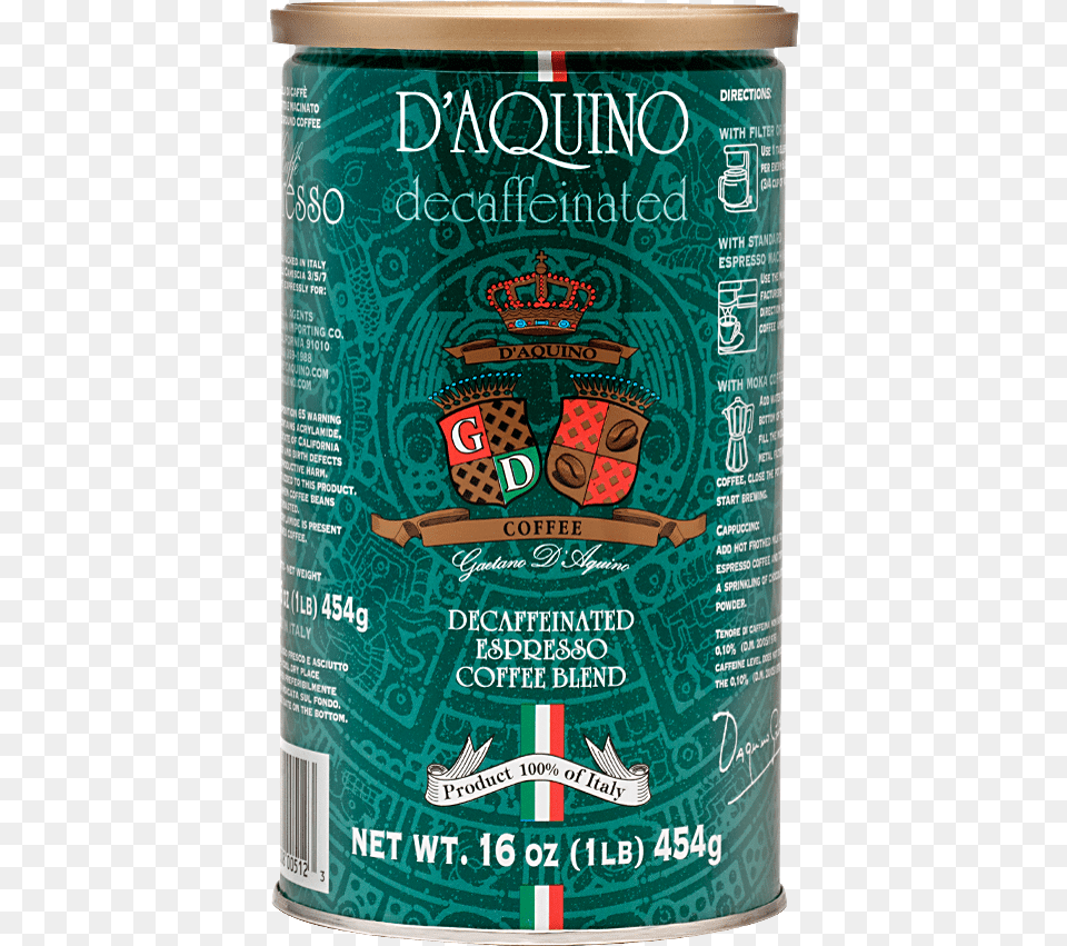 Caffe Espresso Decaf Caffeinated Drink, Can, Tin, Absinthe, Alcohol Free Png