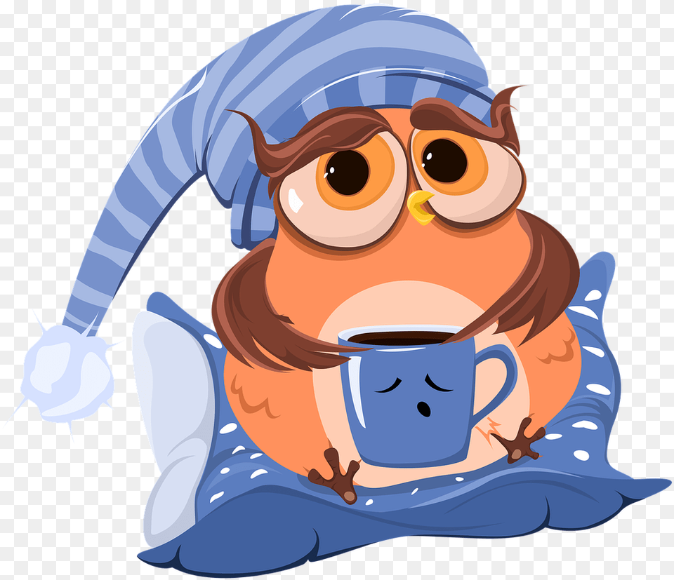 Caffeine Amp Anxiety Owl With Coffee Cup Clipart, Baby, Person, Face, Head Free Png