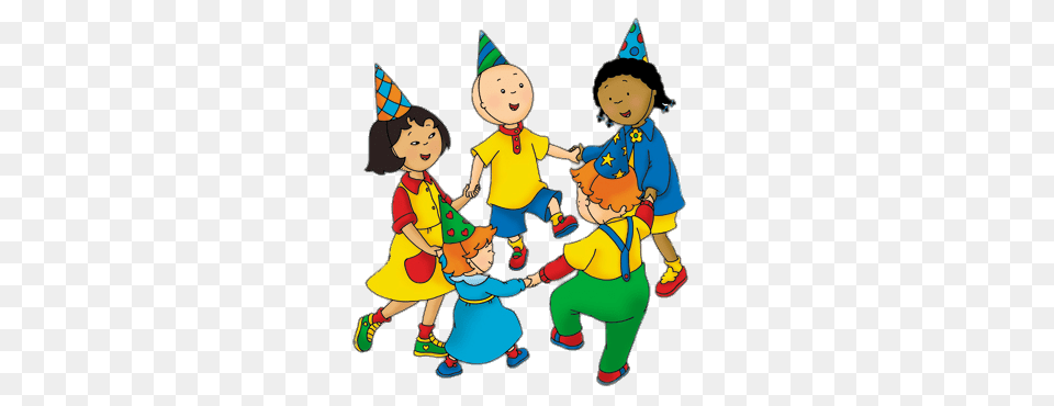 Caillou And His Friends Having A Party, Clothing, Hat, Baby, People Png Image