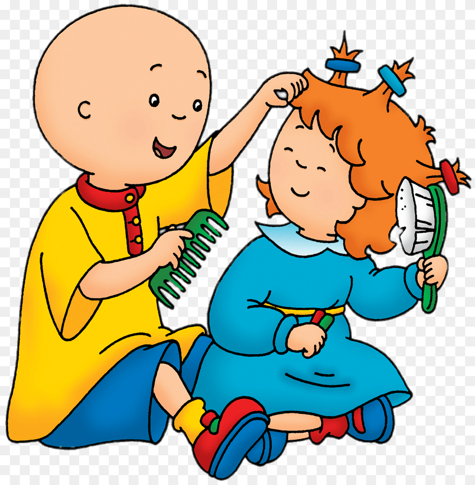 Caillou Playing Hairdresser With Rosie, Baby, Person, Face, Head Free Transparent Png