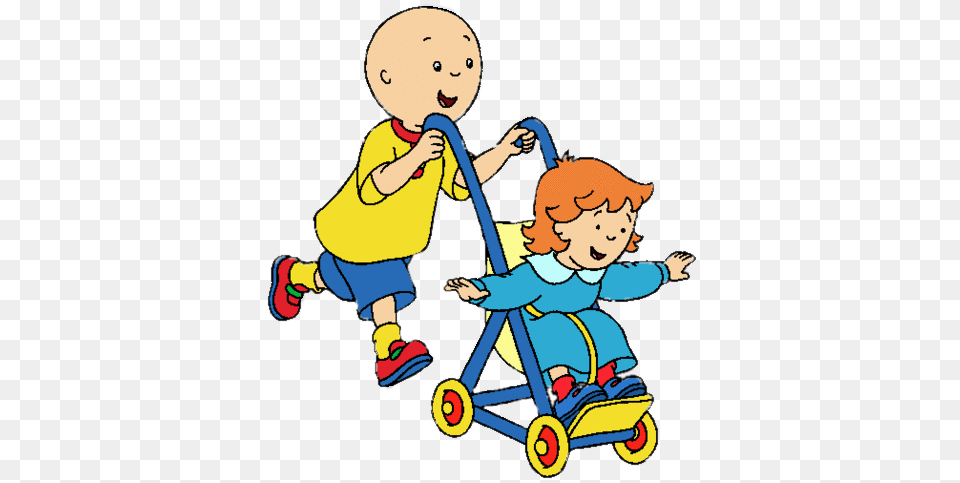 Caillou Pushing Rosie In A Stroller, Baby, Person, Face, Head Free Transparent Png