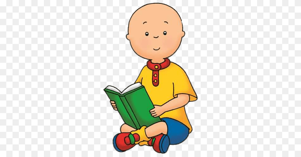 Caillou Reading A Book, Person, Baby, Publication Free Png Download
