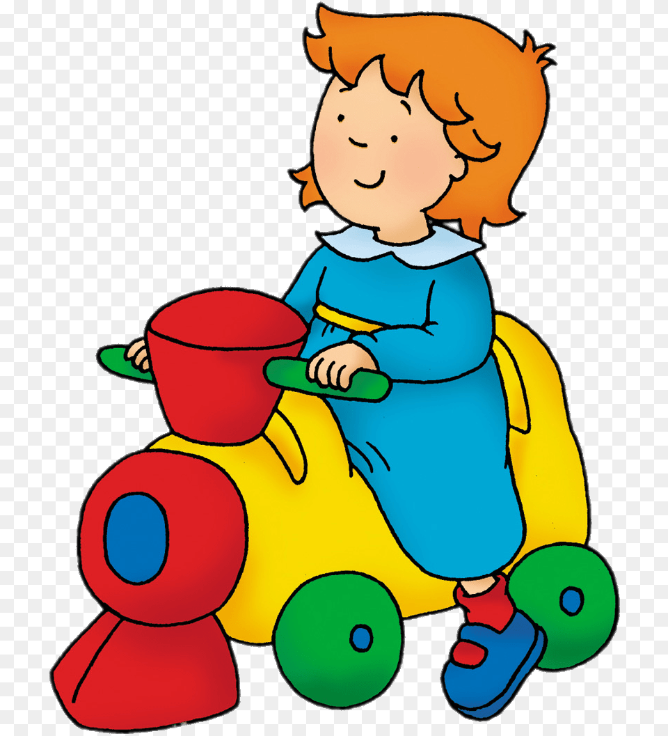 Caillou S Sister Rosie On Toy Train Connect The Dots For Kids, Baby, Person, Face, Head Png Image