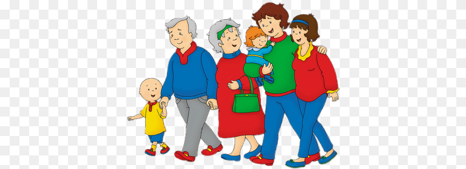 Caillou With His Parents And Grandparents, Person, Baby, Woman, Female Free Png Download