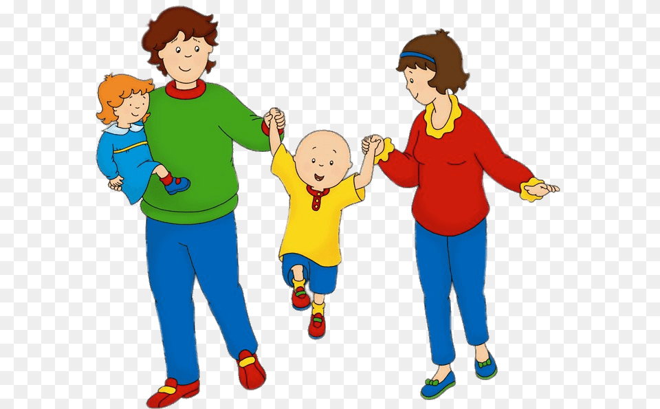 Caillou With His Parents And Sister Rosie, Baby, Person, Face, Head Free Png