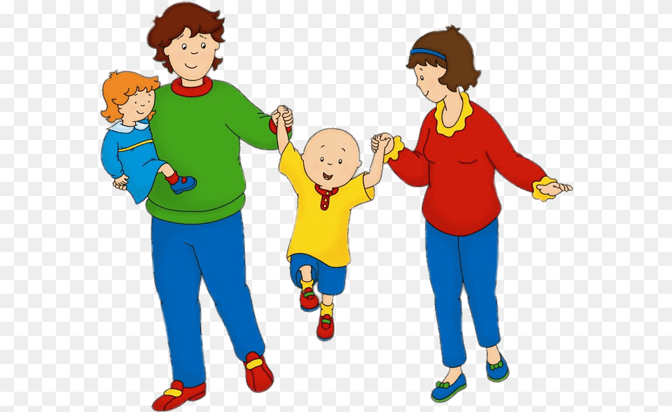 Caillou With His Parents And Sister Rosie Tall Is Caillou39s Parents, Baby, Person, Clothing, Pants Png Image