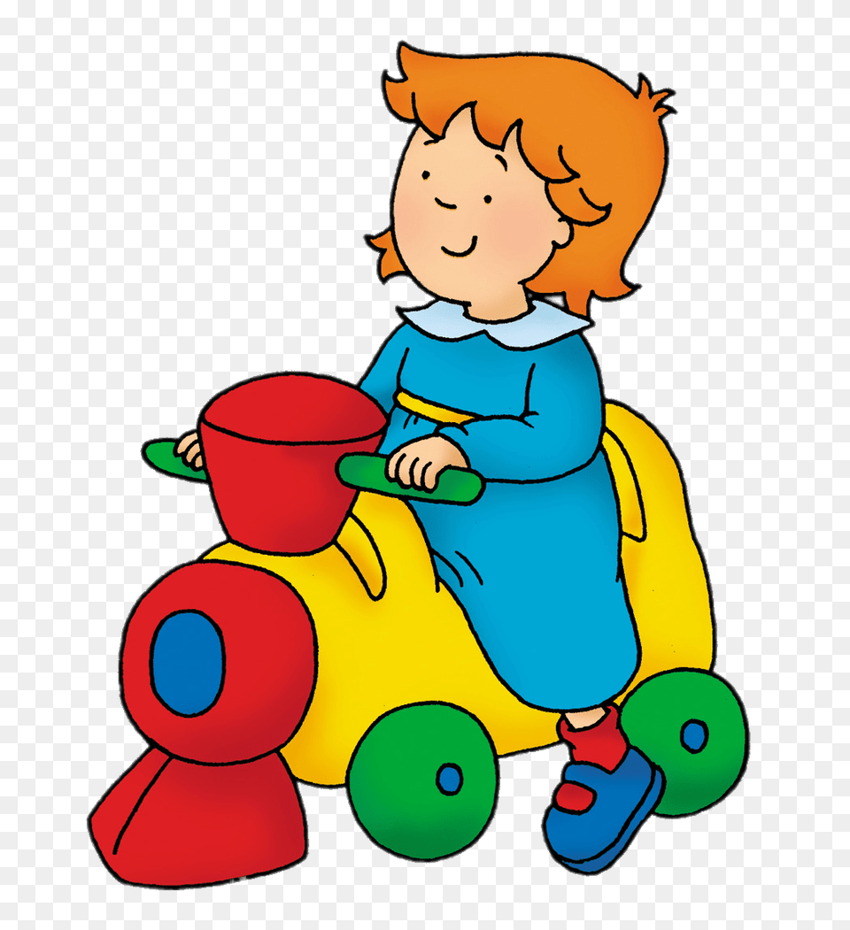 Caillous Sister Rosie On Toy Train, Baby, Person, Face, Head Free Png Download