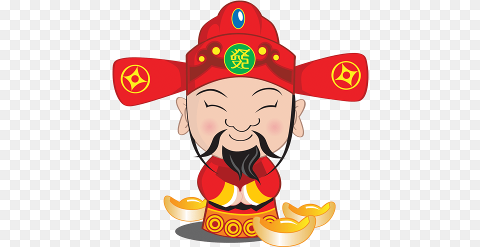 Caishen Chinese New Year Folk Religion Food Headgear God Of Fortune Cartoon, Baby, Person, Face, Head Free Png