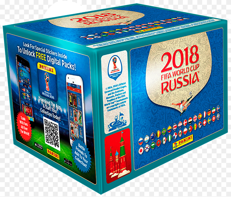 Caja De Lminas Mundial Rusia 2018 Panini Fifa Russia 2018 Sticker, Box, Person, Qr Code, Cardboard Free Png