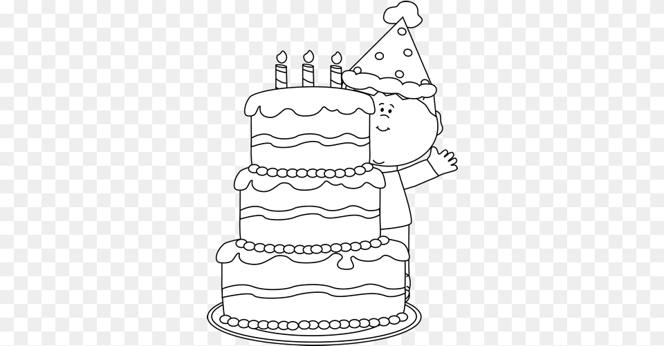 Cake Black And White Happy Birthday Clipart Behind Black And White, Dessert, Food, Birthday Cake, Cream Free Png Download