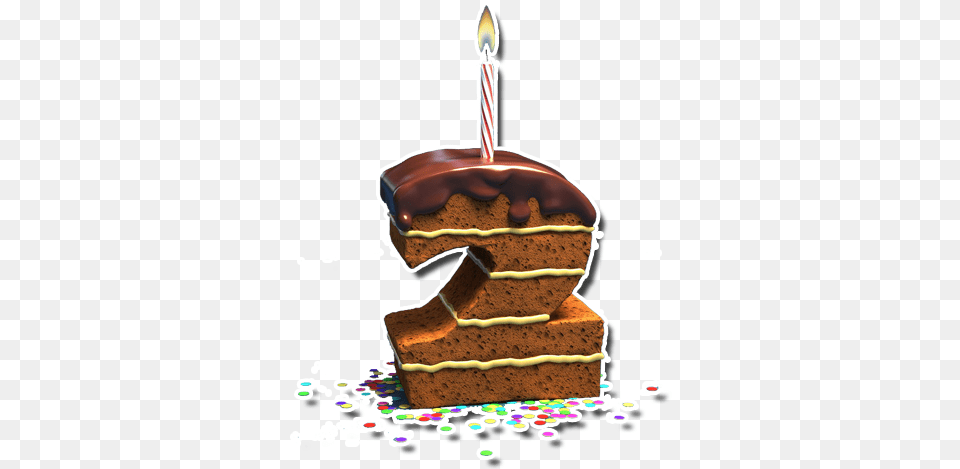Cake Candle 2 Years Old, Birthday Cake, Cream, Dessert, Food Png