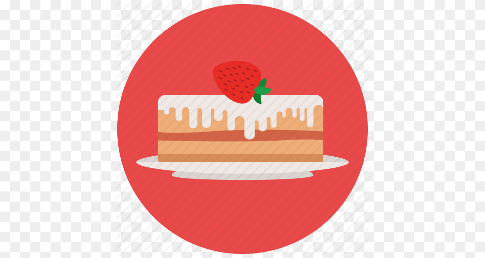 Cake Dessert Food Plate Strawberry Sweets Icon, Berry, Produce, Plant, Fruit Png Image
