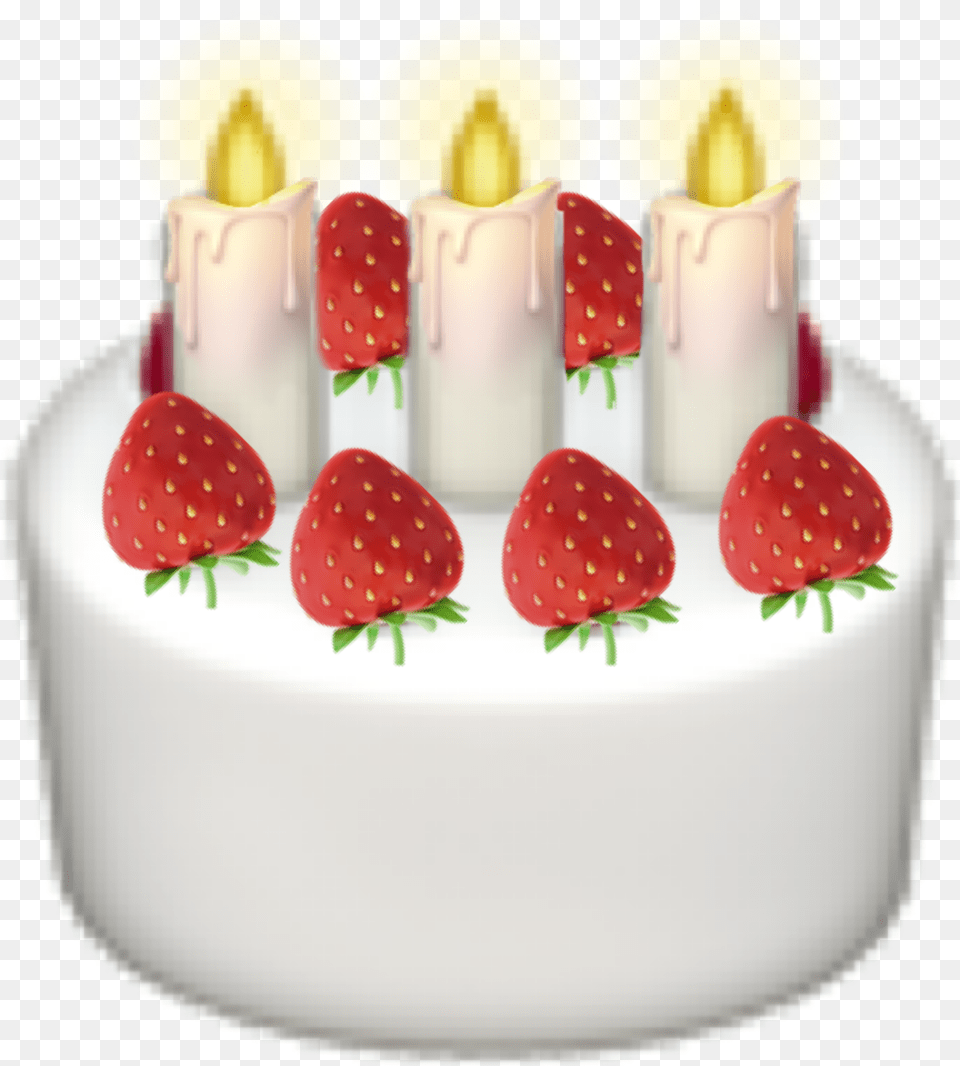 Cake Emoji Strawberries Birthdaycake Cakeemoji Transparent Cake Emoji, Berry, Produce, Plant, Fruit Free Png Download