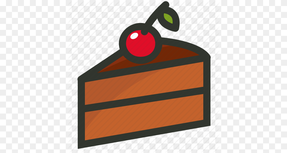 Cake Slice Cherry Cake Dessert Icon, Treasure, Drawer, Furniture, Food Free Png