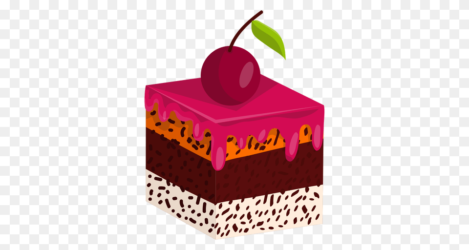 Cake Slice With Cherry, Food, Torte, Dessert, Produce Free Png Download