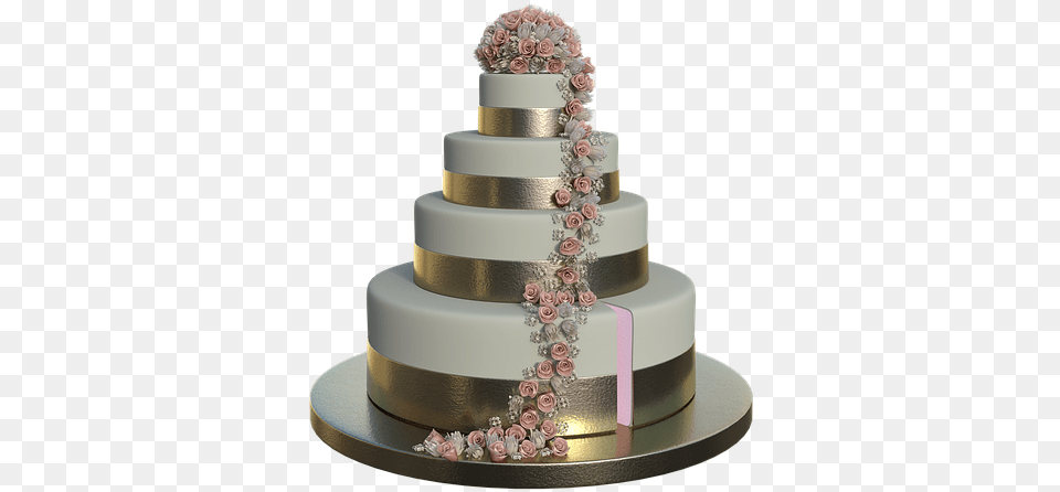Cake Wedding Roses Flowers Slice Dessert Sweet Bolo Casamento, Food, Wedding Cake Free Transparent Png