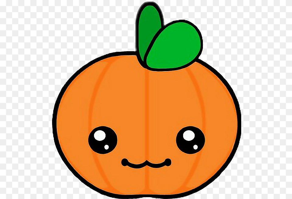 Calabaza Kawaii Halloween Sticker By Itzi Zamora Picture Pumpkin, Food, Plant, Produce, Vegetable Free Png Download