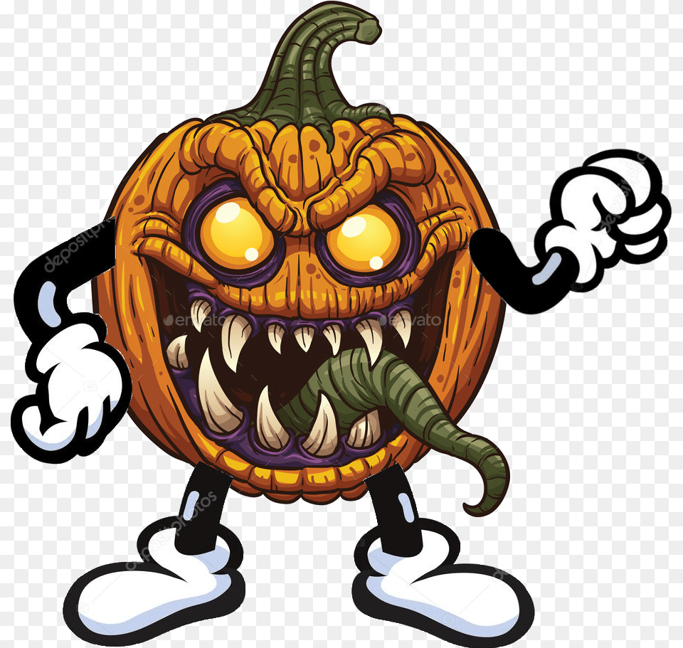 Calabaza Monster Halloween Cartoon Scary Pumpkin, Festival, Person Free Png Download