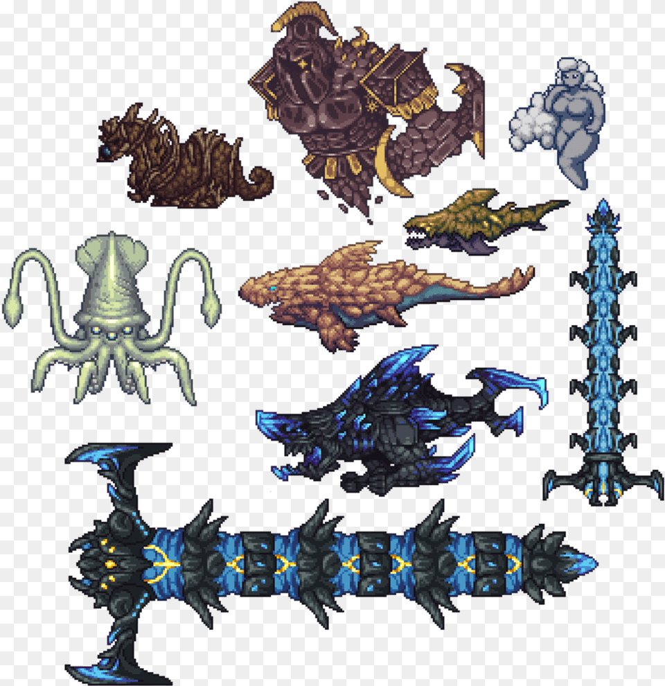 Calamity Mod For Terraria Terraria Calamity Old Sprites, Baby, Person, Animal, Dinosaur Png Image