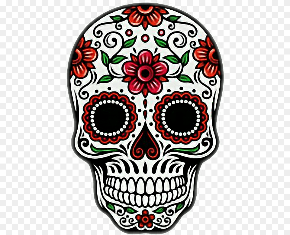 Calavera Catrina Rojo Mexico Day Of The Dead Skull Clipart, Mask, Art, Pattern, Blackboard Free Transparent Png