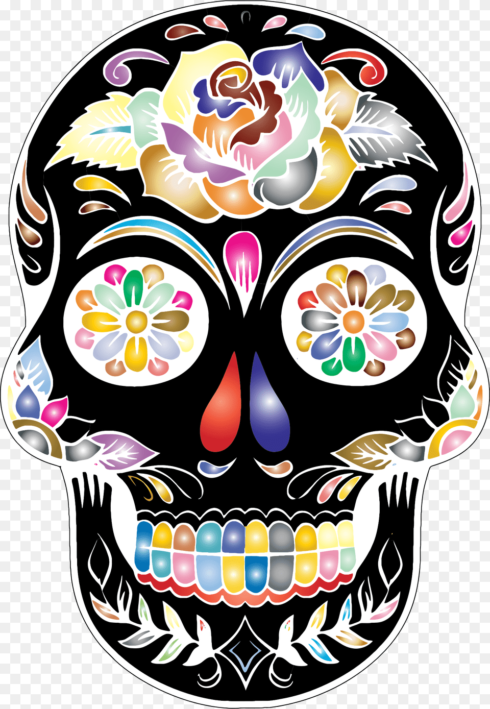 Calavera Skull Day Of The Dead Clip Art Black And White Sugar Skull, Graphics, Face, Head, Person Free Png Download