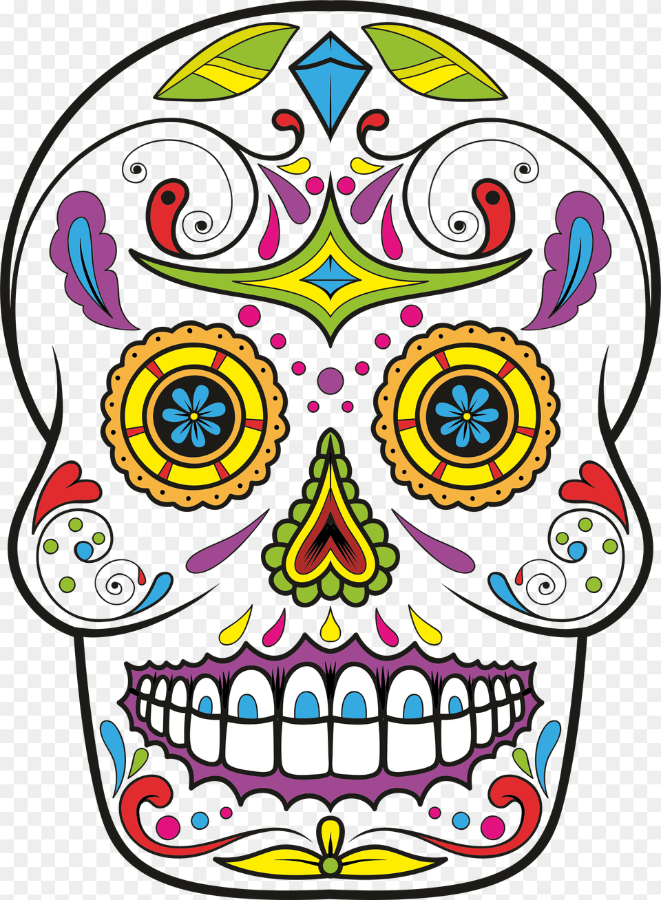 Calavera Skull Day Of The Dead Drawing Clip Art Sugar Skull Clipart, Doodle, Graphics, Pattern Png