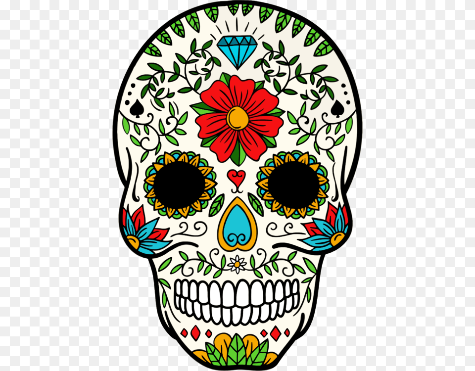 Calavera T Shirt Day Of The Dead Skull Art, Graphics, Daisy, Flower, Plant Free Transparent Png