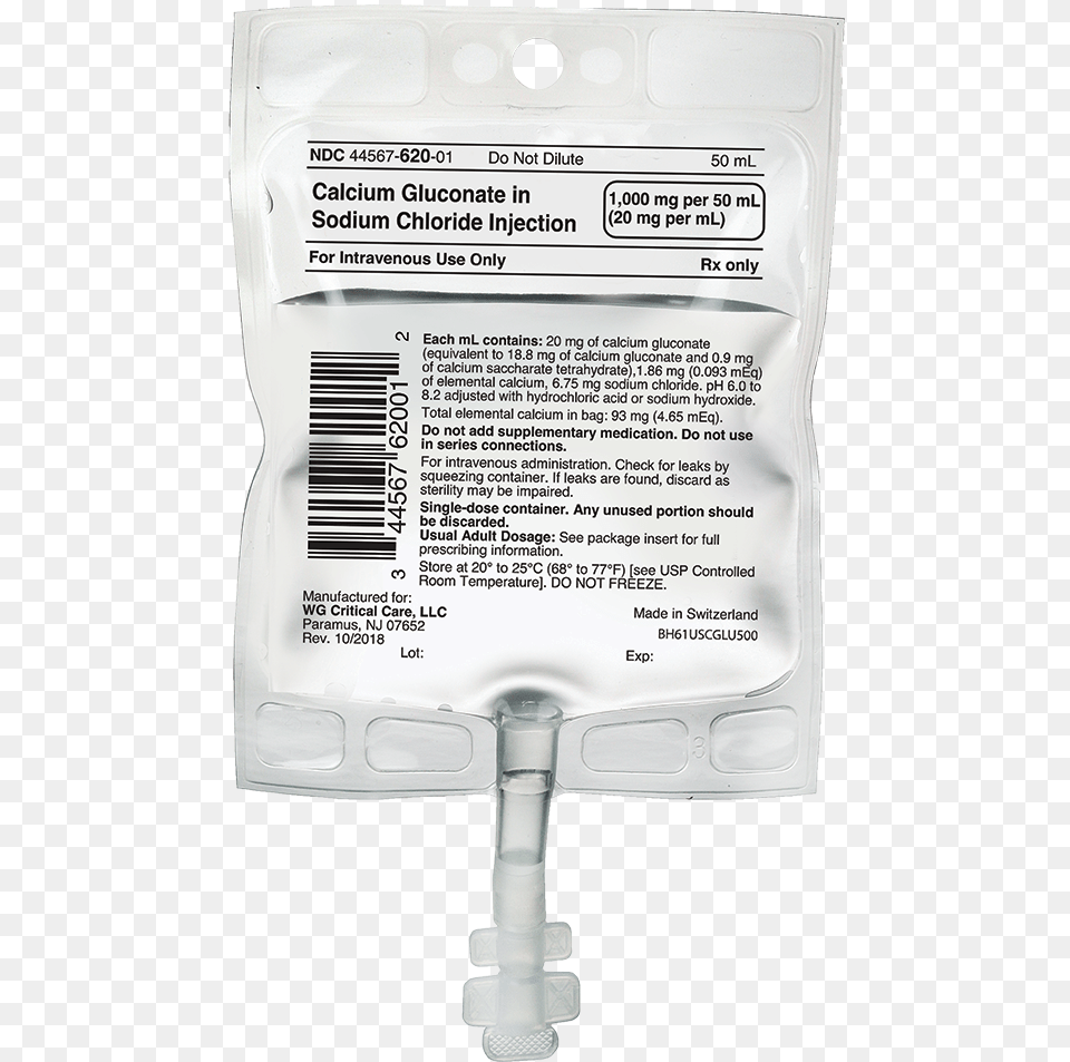 Calcium Gluconate Iv Bag New Bottle, Adapter, Electronics, Text Png Image