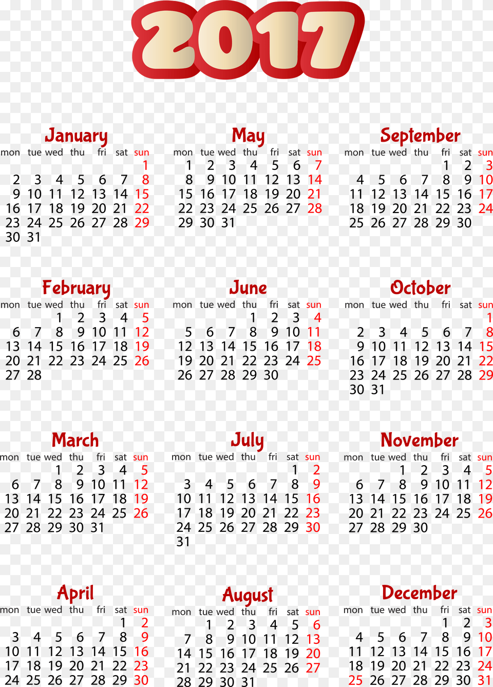 Calendar 2017 Smurfs Design Elements Projects To 2017 Calendar Transparent Background, Text Free Png