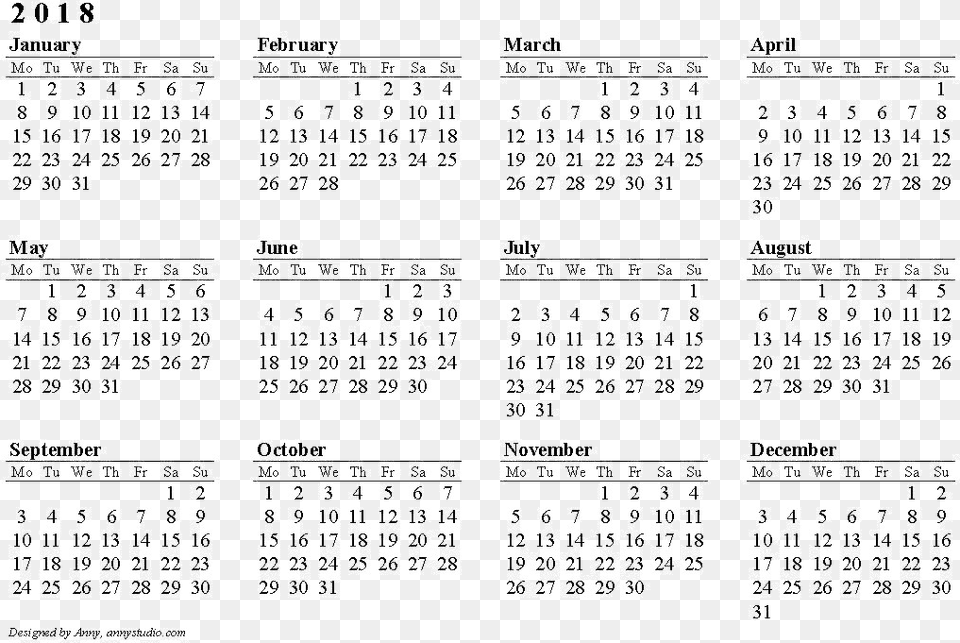 Calendar 2018 Black And White Calendar 2017 To Print, Text, Gate Free Png Download