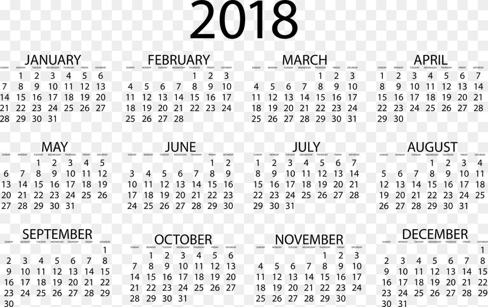 Calendar 2018 Date Photo Printable Yearly Calendar 2019, Gray Free Png Download