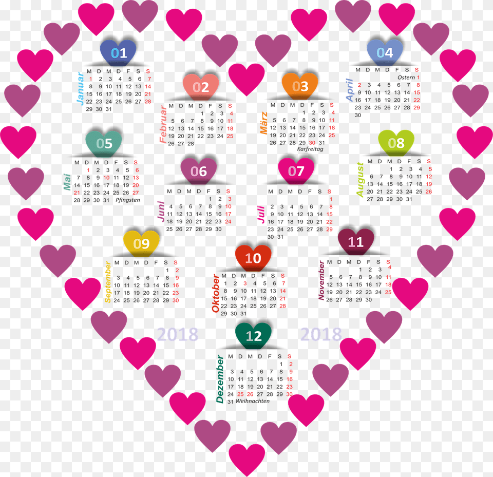 Calendar 2018 Heart Picture, Scoreboard, Text Png Image