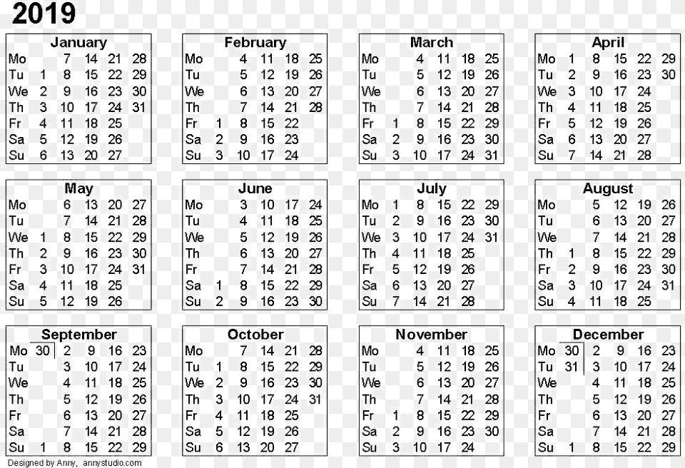 Calendar 2019 2019 Calendar Printable Template, Text, Accessories, Gate Png Image