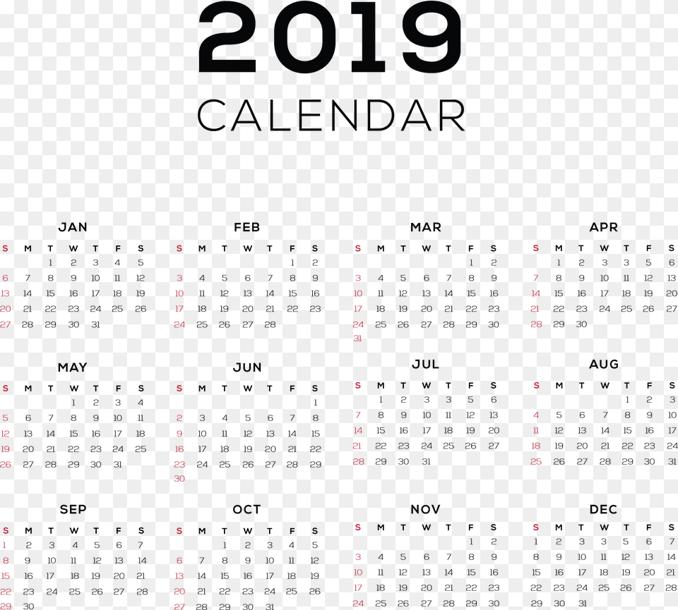 Calendar 2019, Text Png