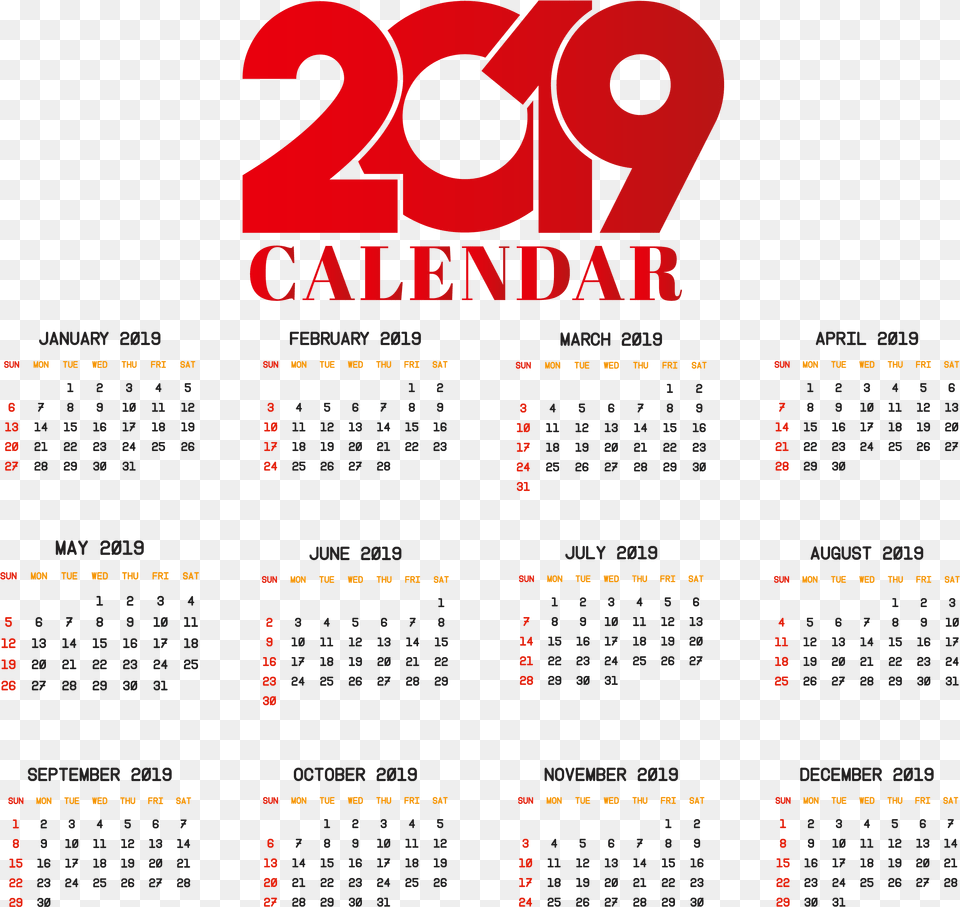 Calendar 2019 Image Calendar Design 2019, Scoreboard, Text Free Png Download