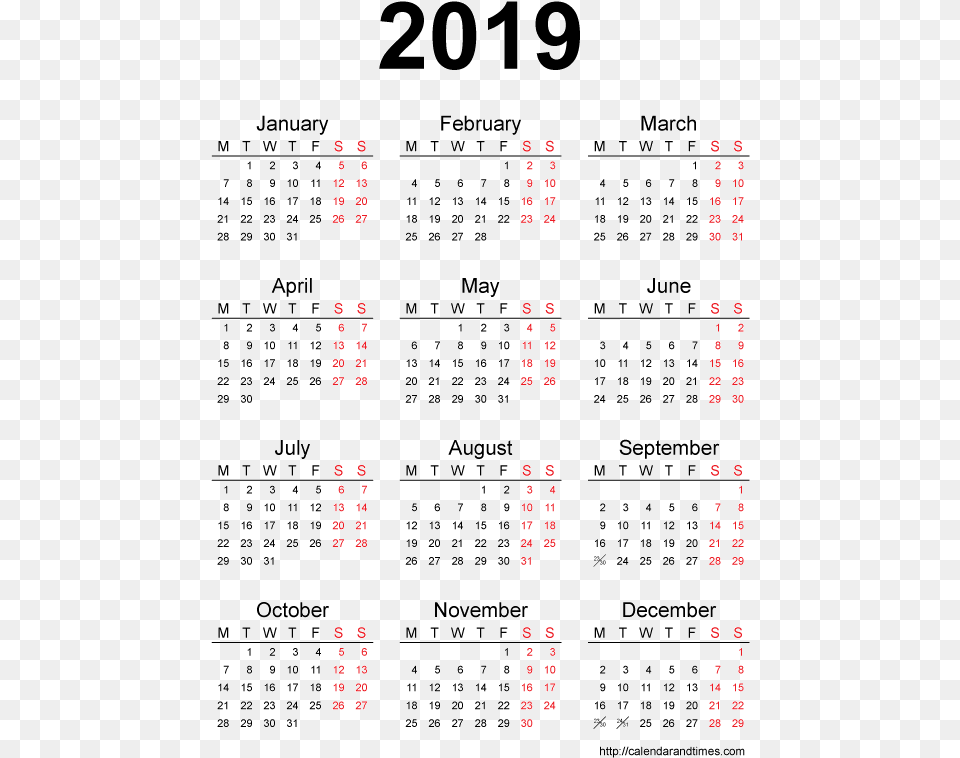 Calendar 2019 Printable One Pages Week Number Calendar 2019, Scoreboard, Text Free Transparent Png